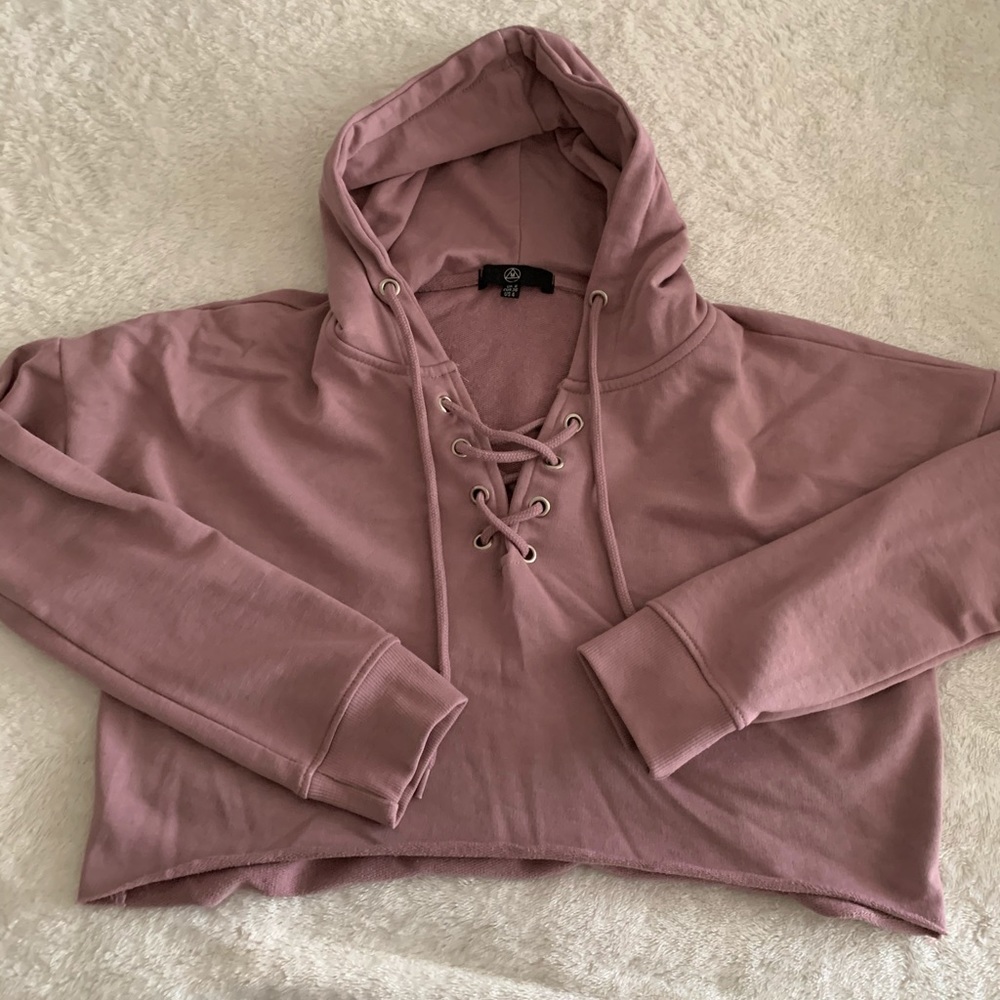crop lace up hoodie